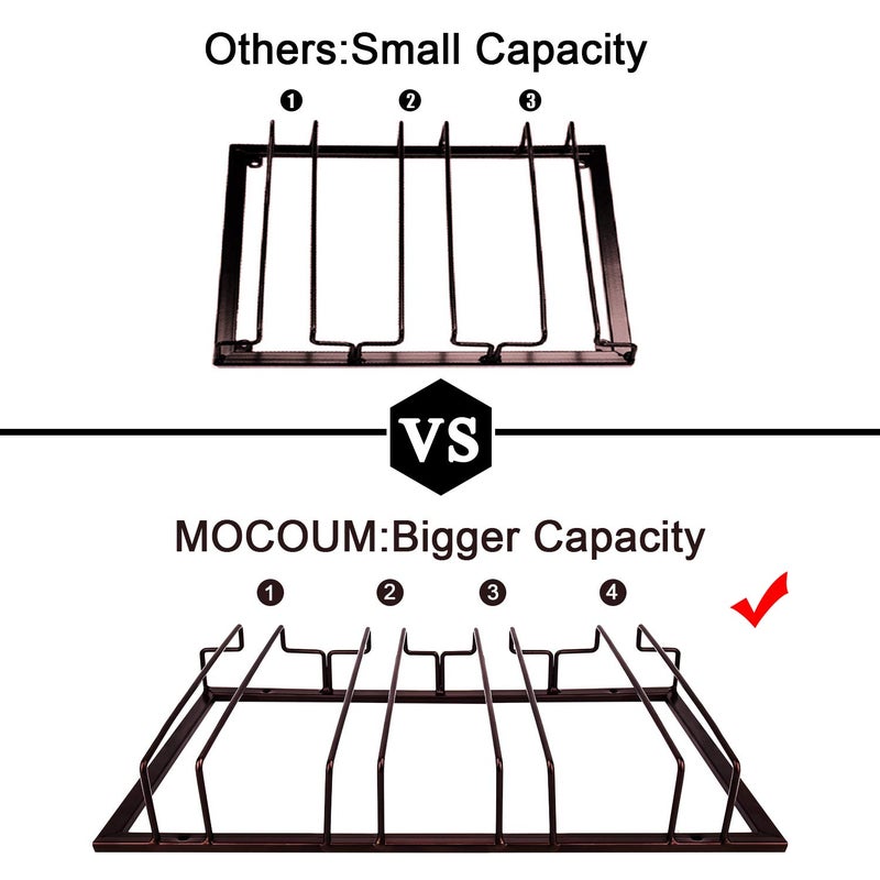 MOCOUM Wine Glasses Rack Under Cabinet Stemware Rack, Wine Glass Hanger Rack Wire Wine Glass Holder Storage Hanger for Cabinet Kitchen Bar (Brown, 4 Rows 1 Pack) - Image 5